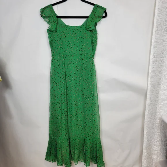 Veronica Beard green floral midi dress